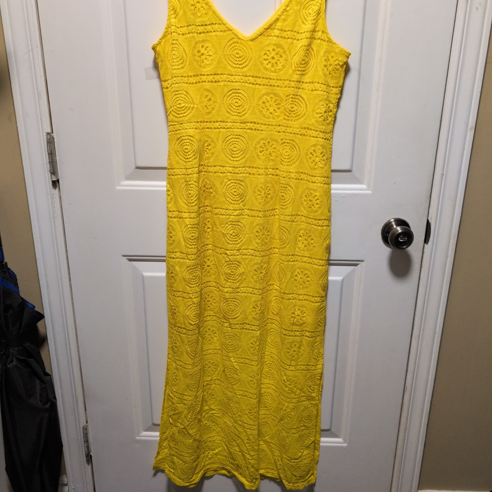 Sharagano Sunny Yellow Sleeveless Midi Dress - Picture 6 of 9